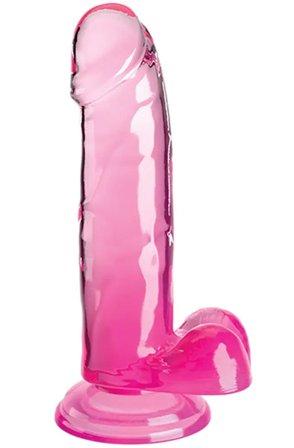 King Cock Clear With Balls Pink 18 cm