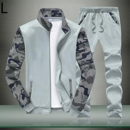 Herre Sportswear Camo Full Zip Jogging Treningsdress Sports Sportsdress Med Glidelåslommer L
