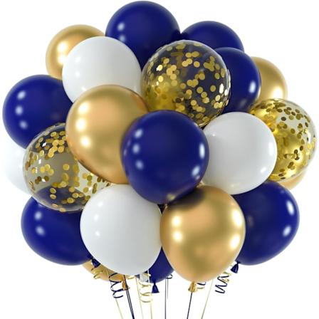 Marinblå og gull konfettiballonger 60 stk 12 tommer festballonger kit for bursdagsfest bryllup eksamen ferie feiring ballongdekorasjon