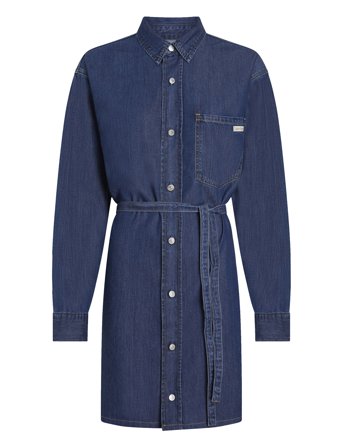 Calvin Klein Jeans | Lyocell Belted Denim Shirt Dress | L