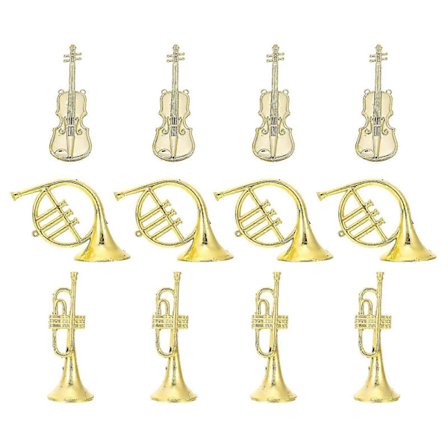 12 stk. Hjemme Ornament Violin Ornamenter Instrument Julepynt Miniature Instrument Ornamenter Trompet Ornamenter