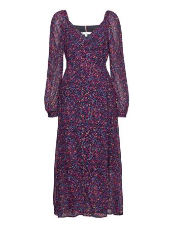 Floral Chiffon Wrap Dress Ls Maxikjole Festkjole Multi/mønstret Tommy Hilfiger*Betinget Tilbud