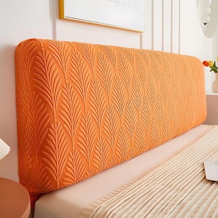 Elastiskt sänggavelöverdrag för king size/stora sängar, jacquard sänggavelöverdrag, tygöverdrag, sovrumsdekoration (orange, king size: 150 cm)