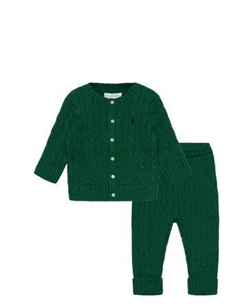 Ralph Lauren Kids | Cable-Knit Cotton Cardigan & Pant Set | 75-79