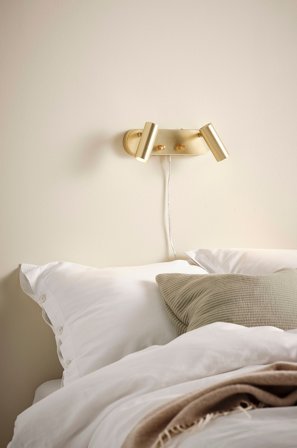 Jotex - LEE vegglampe - dobbel Børstet messing - Kjøp Vegglamper hos Jotex