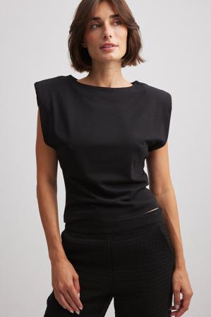 Josefine HJ x NA-KD Haut à épaules pointues - Josefine HJ x NA-KD - Noir - X-Small