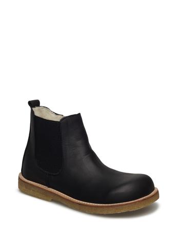 Booties - Flat - With Elastic Vinterstøvletter Pull On Svart ANGULUS