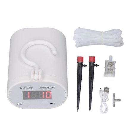 DIY Automatisk Dryppvanningssett Innendørs Vanningssystem for Potteplanter Innendørsplanter Selvvanningssystem med Timer Hvit Støtte 2 Potte Spreder
