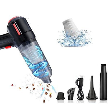 Mini gjenladbar trykkluftstøvsuger, 6000 PA, støvfjerning for datamaskin, tastatur, bærbar PC, bilrenser