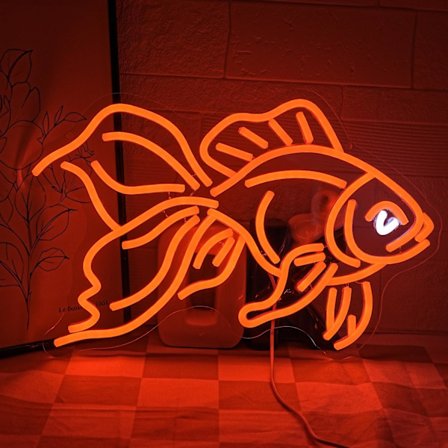 Guldfisk Neonskilt til Vægdekoration Fisk Neonlysskilt Ocean Neonlys Dæmpbart LED Neonskilt USB Lysskilt til Soveværelse Restaurant Fiskebutik
