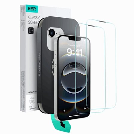 [2-Pack] ESR iPhone 13/13 Pro/14/16e Härdat Glas Skärmskydd