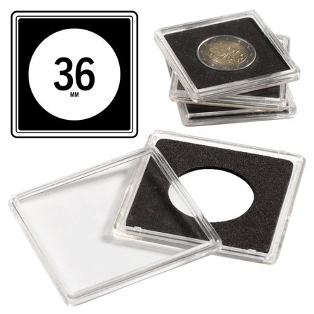 Leuchtturm QUADRUM firkantede møntkapsler til mønt Ø 36 mm - 10 stk.