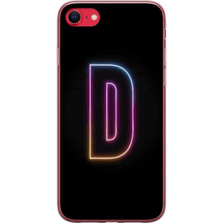 Kompatibel Mobilcover til Apple Apple iPhone 8 Minimalistisk neonbogstav D i farveskiftende lys mod sort baggrund i moderne digital design