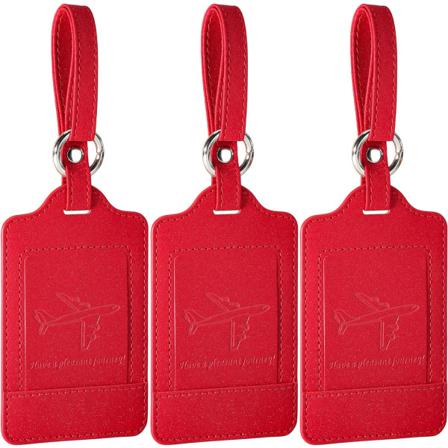 3-pack bagageetiketter för resväskor, bagageetiketter, starka, synliga, hållbara, resetiketter för bagage, resetillbehör, röda Starry Red 2.7 x 4.2 