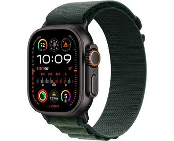 Apple-Watch Ultra 2 GPS + Cellular 49mm Black Titanium Case with Dark Green Alpine Loop - Medium-Den ultimate klokken for sport og opplevelser.-