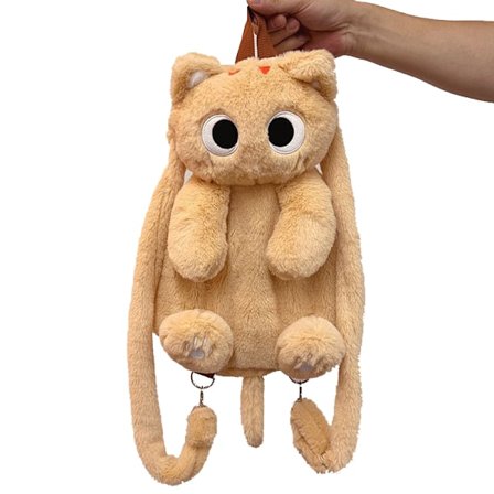 Plush Ryggsäck, Svart Katt Ryggsäck, Fylld Djur Ryggsäck