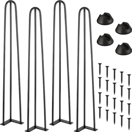 4 Paria hiusneulajalkoja, rauta taidepöydän jalka 25 cm