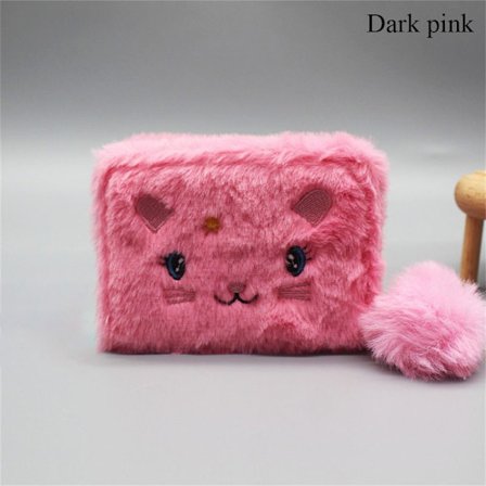 Kort lommebok med glidelås MØRK ROSA