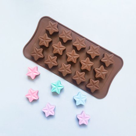 4 stk 15 Hule Stjerneformet Sjokoladeform, Ikke-Klebbende Matkvalitet
