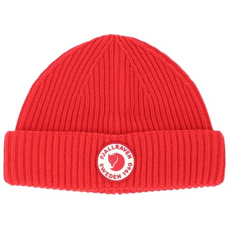 Fjällräven - Red - shortbeanie - Beanie - 1960 Lite Logo True Red Knit Short Beanie - Hatstore