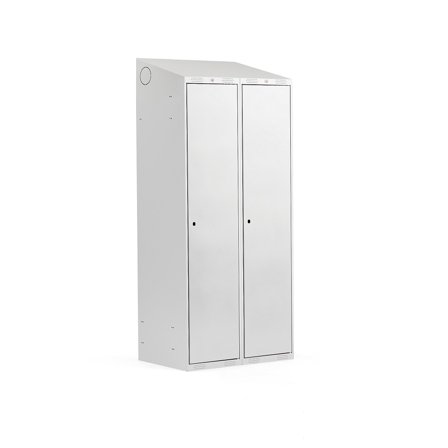 Kleiderspind CLASSIC mit Schrägdach, 2 Module, 1900 x 800 x 550 mm, grau
