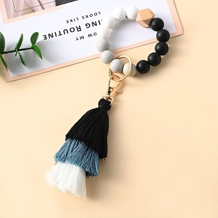 Silikonperle nøkkelring nøkkelring armbånd SVART