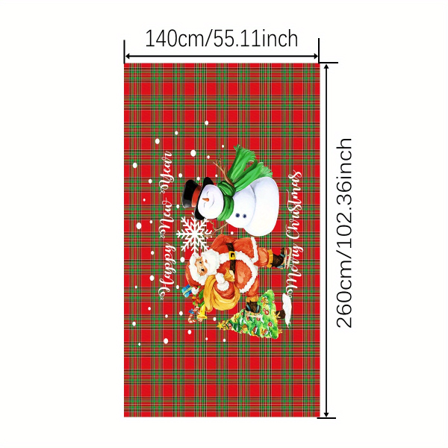 1st, polyester duk, god jul cover, jultomte snögubbe mönster cover, julatmosfärisk bordslöpare 140*260