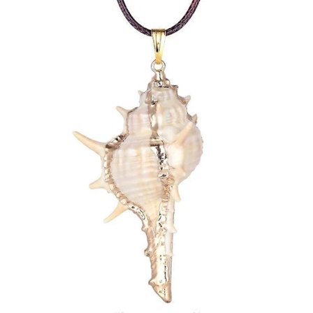 Naturlig muslingeskal kammusling konkylie vedhæng halskæde lang rebsnor