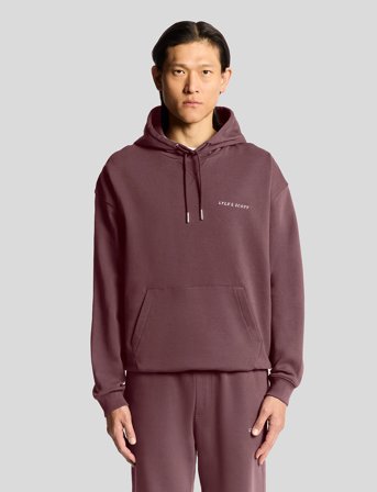 Lyle & Scott Script Brushback Pullover Hoodie - Burgundy - M
