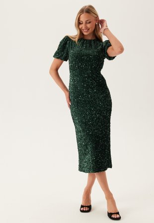 VILA Vibelieve S/S SEQUINS DRESS SE Pineneedle Vaatteet