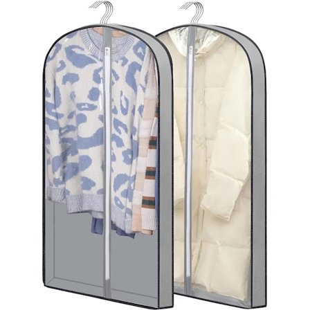 Suit Garment Bags for Hanging Clothes 100cm, Moisture Proof Suit Storage Bags Clothes, Plastic Protector for Jacket, Coat, Sweater, Shirts 2 Pack