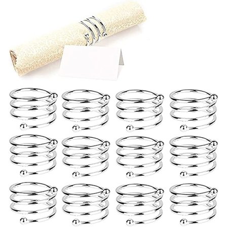 Serviettring (12-delt spiral, sølv), 12-delt metallserviett buc