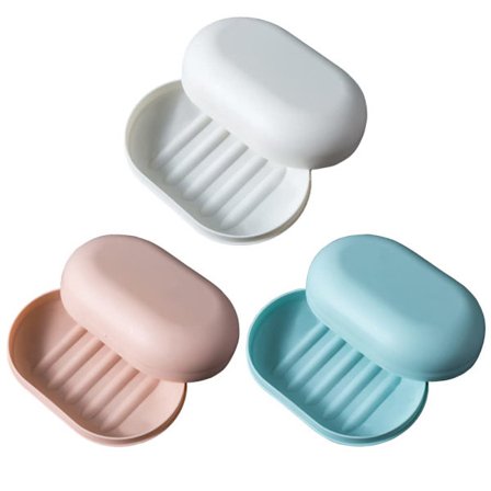 3-pak Rejse Sæbeæske - Bærbar, Vandtæt & Lækagesikker Bruse Sæbeboks - Blå, Pink, Hvid