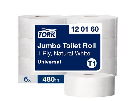 TORK Toalettpapper Universal Jumbo T1 1-lagers natur - Lyreco - Städ och hygien - Toalettpapper och torkpapper - Toalettpapper - rulle