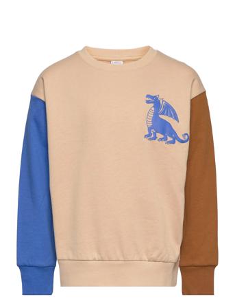 Sweater Blocking Dragon Sweat-shirt Genser Beige Lindex*Betinget Tilbud