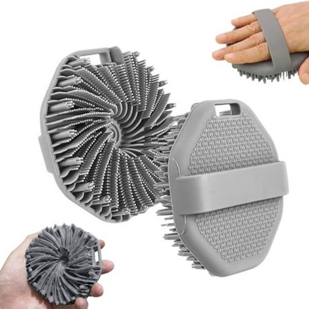 Silikone Badebørste - 2 Stykker - Tørbørste Hudbørste - Rygbørste - Kropsskrubber - Kropsbørste - Rygbørste til Bad - Brusebørste