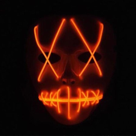 Skräck Mask Led Light Up Cosplay Skrämmande mask sydd leende ansikte kostym rekvisita Halloween festtillbehör