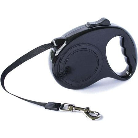 Udtrækkelig snor til mellemstore og små hunde, indtrækkelig 5 meter (sort)