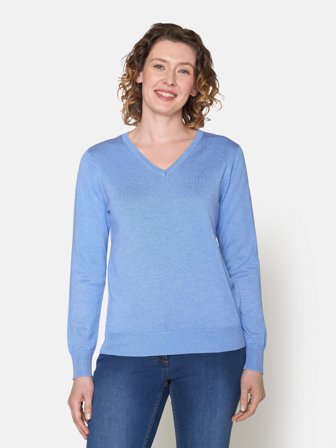 BRANDTEX - Strik Med V-hals - Blå