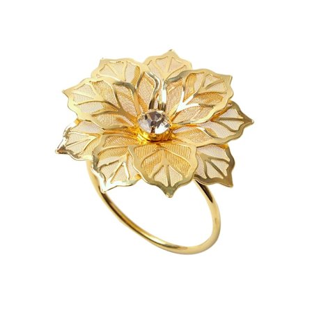 Servettringar, set med 12 legeringsservettringar med ihålig blomservettring