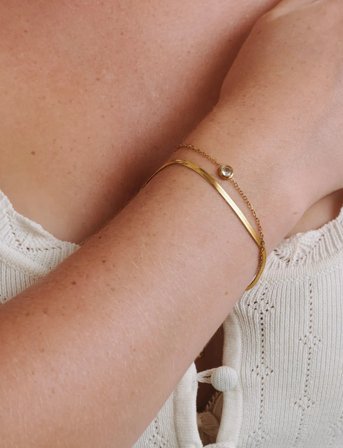 Timi of Sweden Solvej - Duo Chain Bracelet Stainless Steel - Gold - ONE SIZE 17 cm