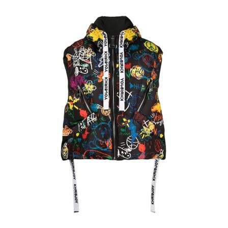 Khrisjoy `Graffiti Bear` Puffer Vest , Zwart , Dames , Maat: S
