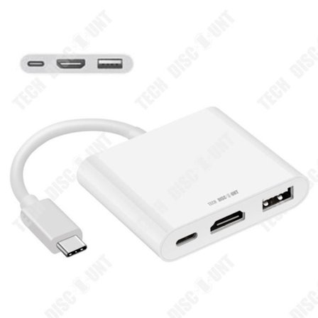 Multiportadapter - TD - 3 i 1 - USB-C - AV - Uppladdningsbar