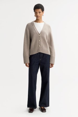 Soft Goat - V-neck cardigan - Women cashmere sweater - XS - Greige