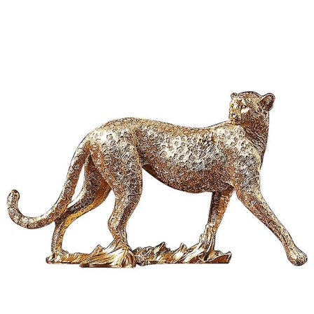 Guld Leopard Resin Statue Hjemmeskulptur Dyremodel Desktop Ornamenter(B)