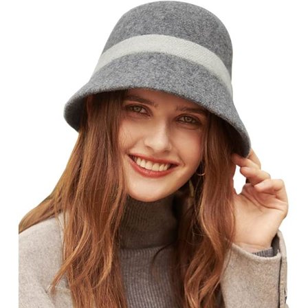 Dame Cloche Hat Bowler Hat 100% Ull Elegant Bucket Derby Hat