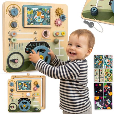 Mamabrum Montessori 2-i-1 cockpit – chauffør og pilot legetavle