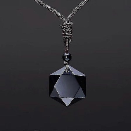 for A Svart Obsidian Seksstjerners Lykkeamulett Anheng Halskjede - Naturlig Smykkestein for Damer og Menn
