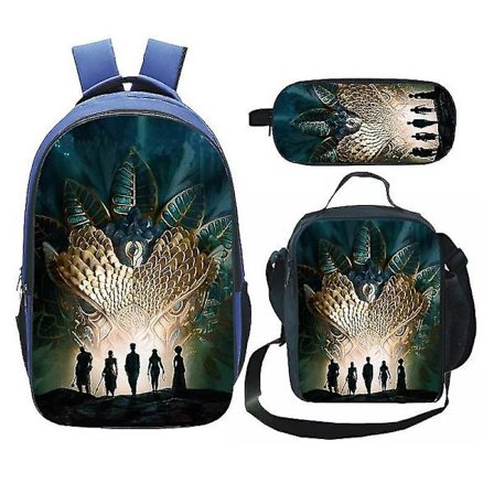 Black Panther 3 stk./sæt Rygsæk 3d Print Skole Elev Taske Anime Laptop Dagstursrygsæk Madkasse Penalhus