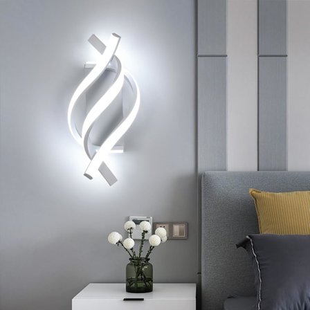 LED vegglampe spiraldesign 21W, kaldhvit 6500K, innendørsbelysning for soverom og stue